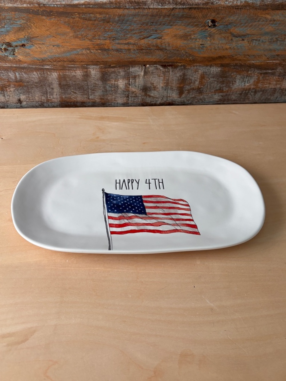 Rae Dunn Happy 4th Of July US Flag Oval Platter